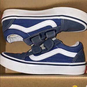 Vans Blue and White Sneakers with Velcro Straps